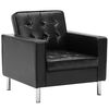 vidaXL Armchair Black MDF frame with faux leather covering and steel legs