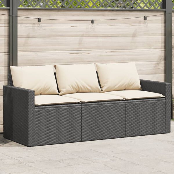 vidaXL Garden Sofa Black and Cream White