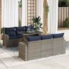 vidaXL 7 Piece Patio Sofa Set with Cushions Gray Poly Rattan Acacia