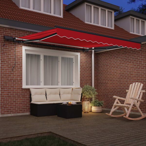 vidaXL Retractable Awning Manual Red 137.80" x 98.43" fabric