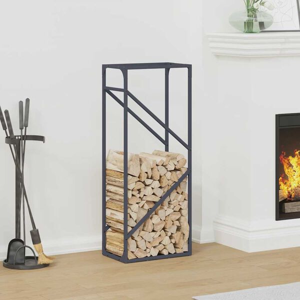 vidaXL Firewood Rack Anthracite 15.7x9.8x39.4" Cold-rolled steel