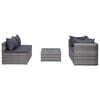 vidaXL Garden Lounge Set Grey PE rattan, Powder-coated steel, Glass