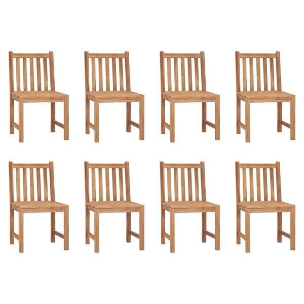 vidaXL Patio Chairs 8 pcs with Cushions Solid Teak Wood