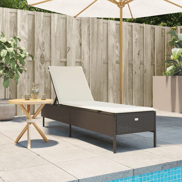 vidaXL Sun Lounger Brown, Cream White