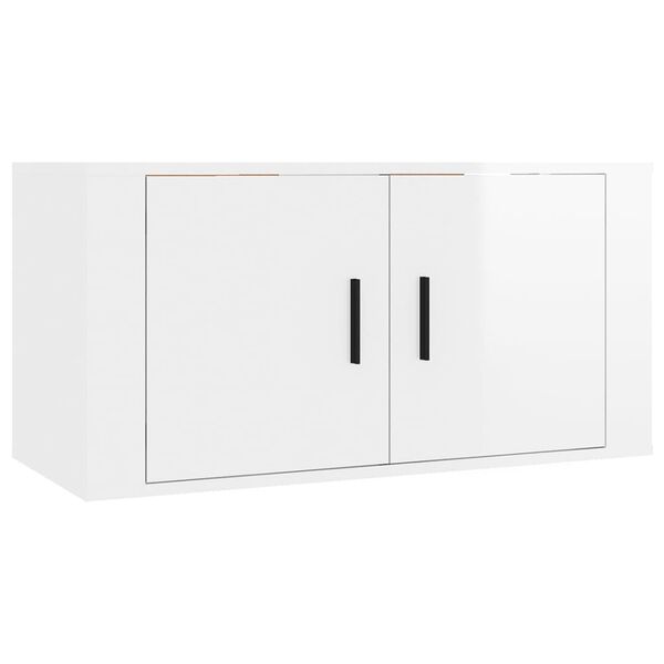 vidaXL TV Cabinet Set Set of 2 High gloss white Engineered wood Standard