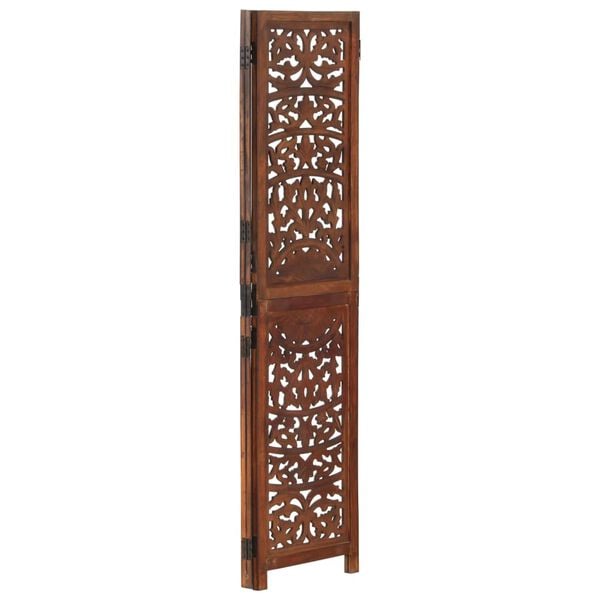 vidaXL Hand carved 3-Panel Room Divider Brown 47.2"x65" Solid Mango Wood