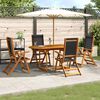 vidaXL Garden Dining Set Cream, Brown Solid Acacia wood, Textilene
