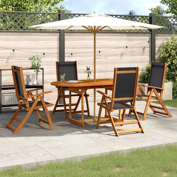 vidaXL Garden Dining Set Cream, Brown Solid Acacia wood, Textilene