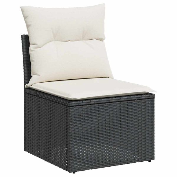 vidaXL Garden Sofa Set Black PE rattan, powder-coated steel, acacia wood