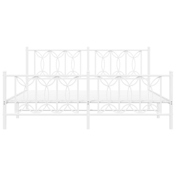 vidaXL Bed Frame White Steel Double bed size Bed Frame Rectangular