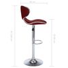 vidaXL Bar Stool Set of 2 Wine Red Faux Leather, Chrome Steel Medium