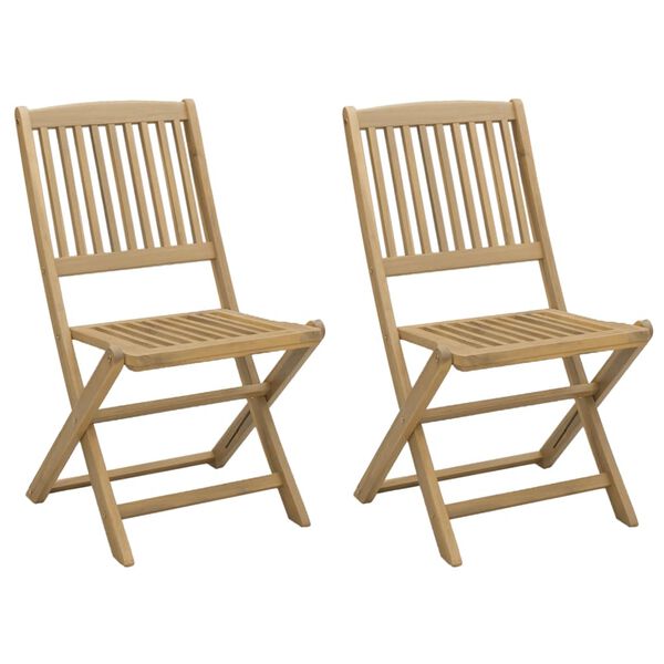 vidaXL Garden Chair Set of 2 Light Natural Wood Solid Acacia Wood