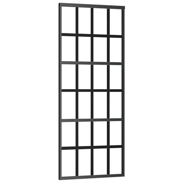 vidaXL Sliding Door ESG Glass and Aluminum 29.9"x80.7" Black
