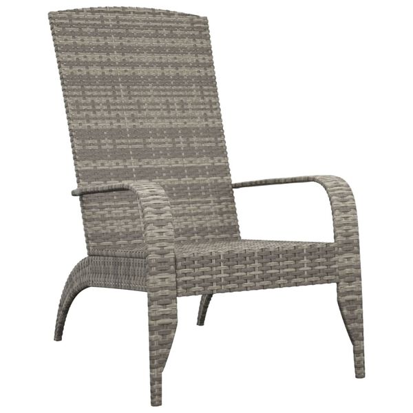 vidaXL Garden Adirondack Chair Grey Poly rattan, powder-coated steel
