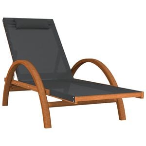 vidaXL Sun Lounger Grey Textilene, solid poplar wood Standard