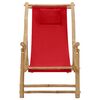 vidaXL Deck Chair Red Bamboo, Canvas (100% polyester) Standard Foldable