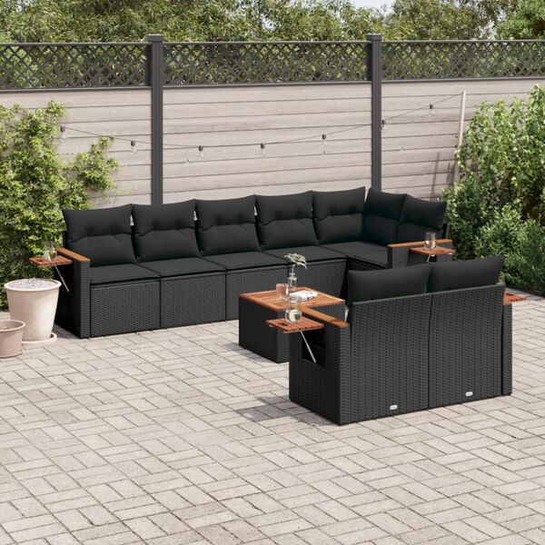 vidaXL Patio Sofa Set Black