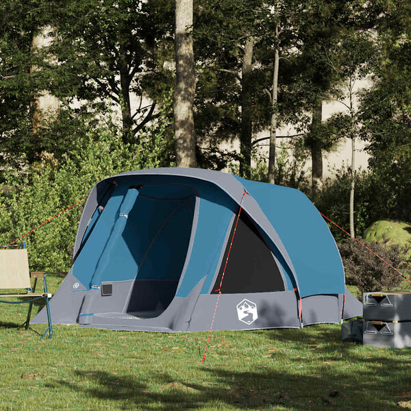 vidaXL Camping Tent Cabin 4-Person Blue Waterproof