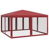 vidaXL Party Tent with 8 Mesh Sidewalls Red  13.1x13.1' HDPE