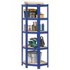 vidaXL 5-Layer Corner Shelf Blue Steel&Engineered Wood