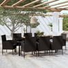 vidaXL Garden Dining Set Black PE rattan, powder-coated steel, glass