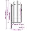 vidaXL Garden Gate Steel 39.4"x98.4" Black