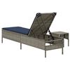 vidaXL Patio Sun Lounger Grey PE rattan Single Multi-Position Backrest