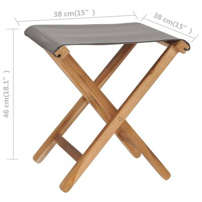 vidaXL Folding Chairs 2 pcs Solid Teak Wood and Fabric Dark Gray