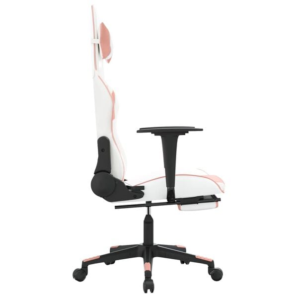 vidaXL Gaming Chair White and Pink Faux leather, Metal, Plywood Adjustable