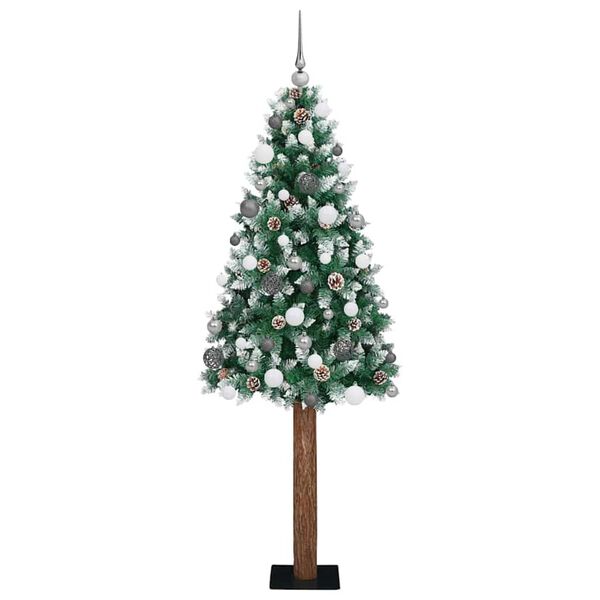 vidaXL Slim Christmas Tree Green 82.7" PVC and Solid Pine wood