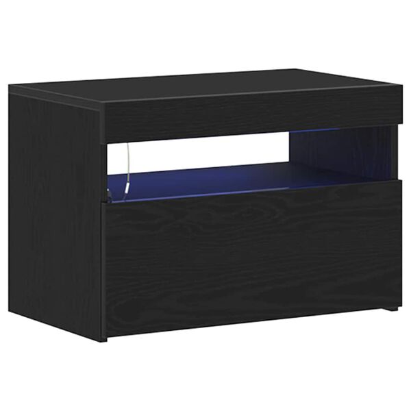 vidaXL Bedside Cabinet Black Oak 23.62 x 13.78 x 15.75 in