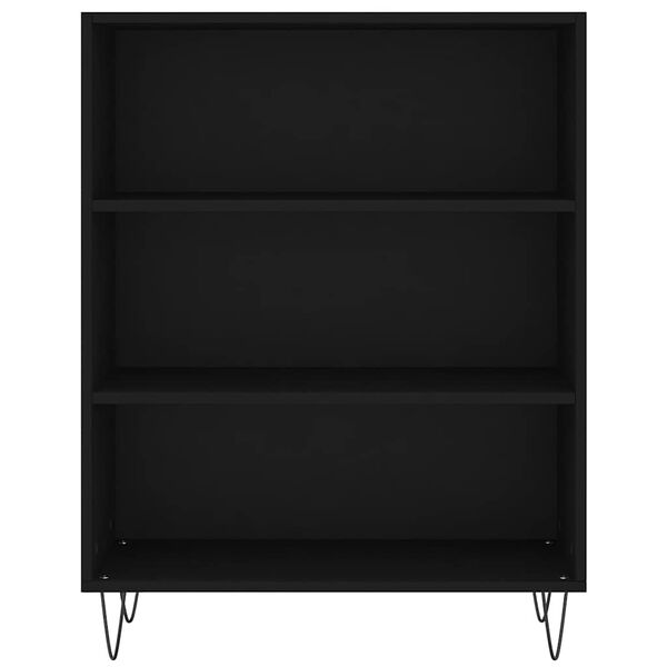 vidaXL Bookcase Black Engineered wood and metal Medium Bookcase