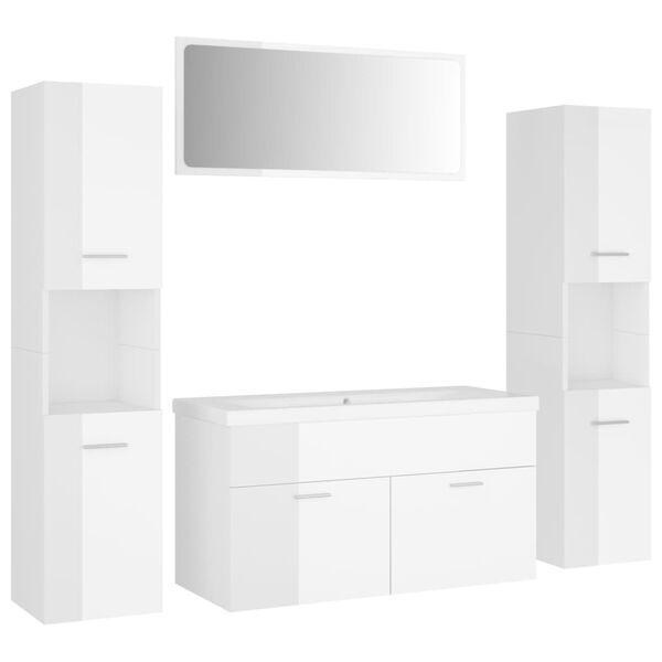 vidaXL Bathroom Furniture Set High gloss white