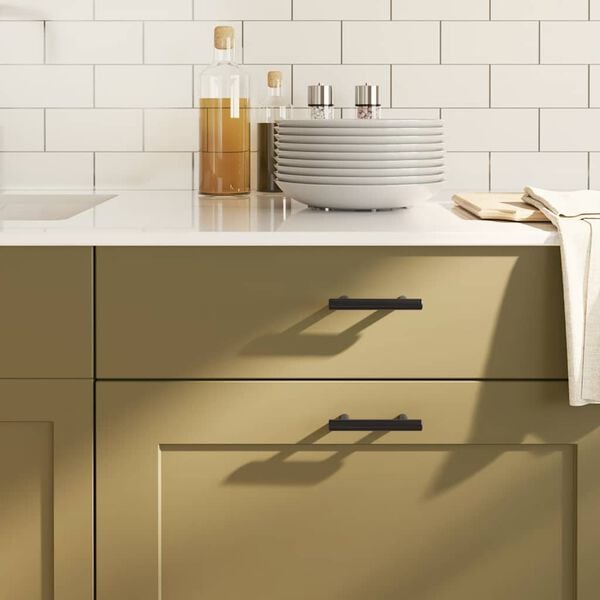 vidaXL Cabinet Handle Set of 10 Black Stainless Steel 39.4 in length