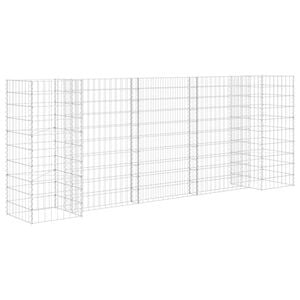 vidaXL Gabion Planter Silver Steel wire 102.4 x 15.7 x 39.4 in Durable