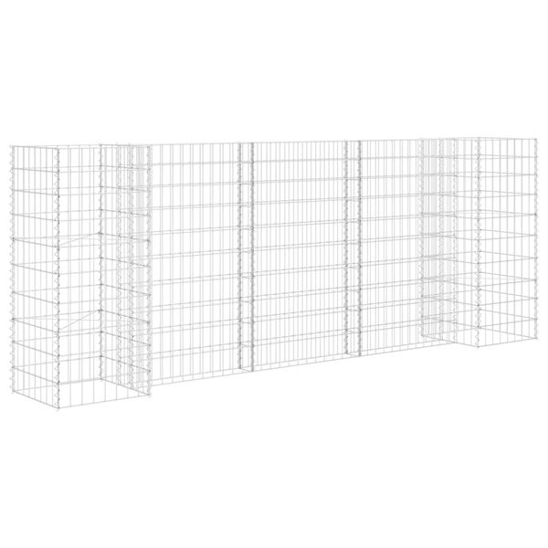 vidaXL Gabion Planter Silver Steel wire 102.4 x 15.7 x 39.4 in Durable