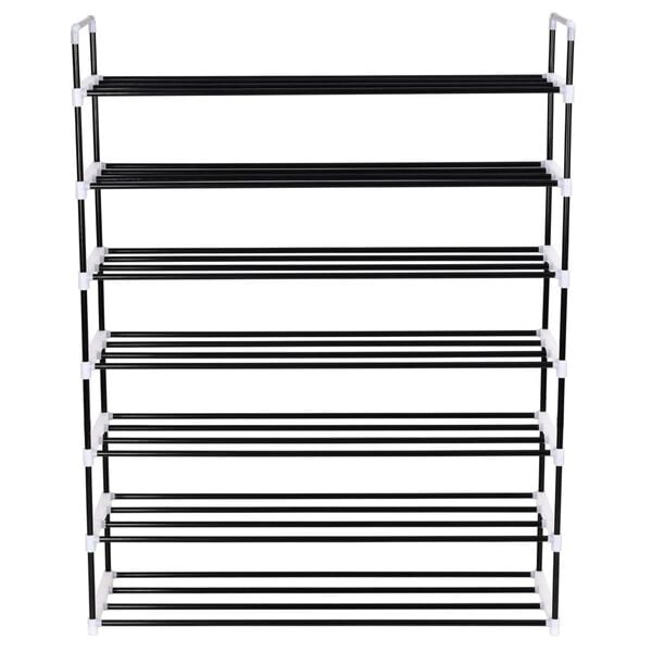 vidaXL Shoe Rack Black Metal and Plastic Large Shoe Rack Rectangular