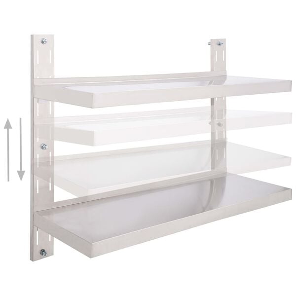 vidaXL Floating Wall Shelf Silver Stainless Steel 39.4x11.8 in