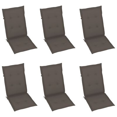 vidaXL Patio Chairs 6 pcs with Taupe Cushions Solid Teak Wood