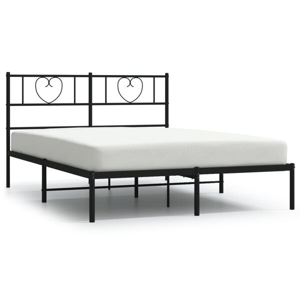 vidaXL Bed Frame Black Steel 55.1 x 78.7 in Bed Frame Rectangular