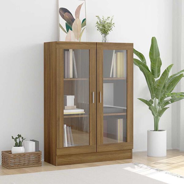 vidaXL Vitrine Cabinet Brown Oak Engineered wood 45.3 in high