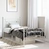 vidaXL Bed Frame White Powder-coated steel Twin Bed Frame Rectangular