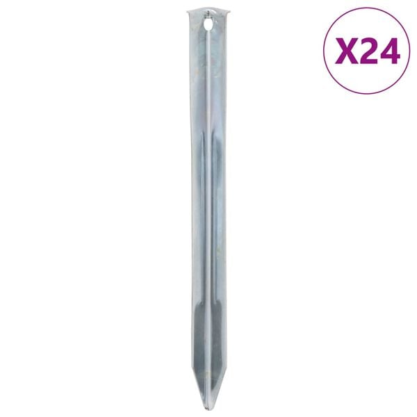 vidaXL Tent Pegs 24 pcs 8.7 " &Oslash;0.79 " Galvanised Steel