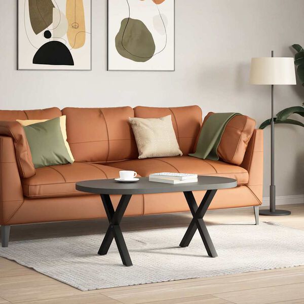 vidaXL Coffee Table Leg Set of 2 Black Powder-coated steel Medium