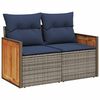 vidaXL 7 Piece Patio Sofa Set with Cushions Grey Poly Rattan Acacia