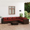 vidaXL Garden Lounge Set Brown PE rattan, powder-coated steel, glass