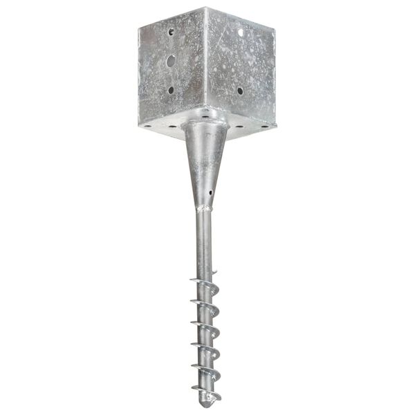 vidaXL Ground Spikes 2 pcs Silver 5.5x5.5x22.8" Galvanised Steel