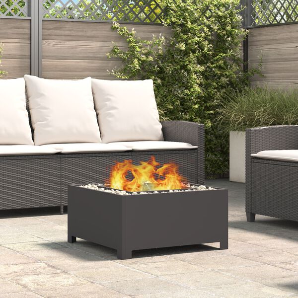 vidaXL Fire Pit Black 23.62 x 23.62 x 11.81 in Steel