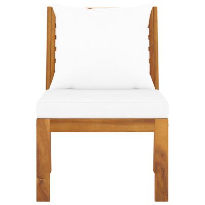 vidaXL 3 Piece Patio Lounge Set with Cream Cushion Solid Acacia Wood