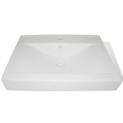 vidaXL Luxury Ceramic Basin with Faucet Hole 23.6"x18.1" White